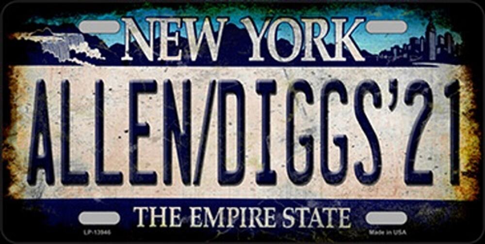 NFL Bills License Plate Allen Diggs Tag Metal Buffalo White Sign Retro NY Logo